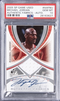 2005-06 SP Game Used "Authentic Fabrics" Autograph #AAFMJ Michael Jordan Signed Game Used Patch Card (#16/23) – PSA GEM MT 10 "1 of 3!"